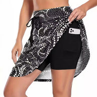 Damen funktionelle Strandshorts mit floralem Überwurf WW