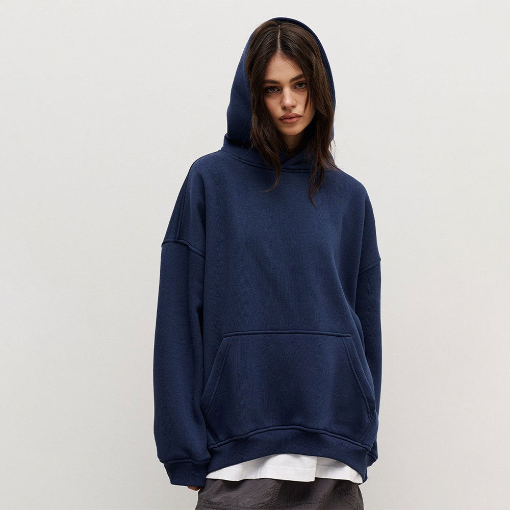 Damen Bequemer oversized Kapuzenpullover mit Kängurutasche WW