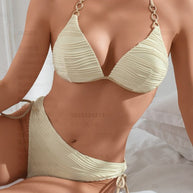Damen Triangel-Bikini-Set mit Rüschen-Details und angesagten Schnürungen WW