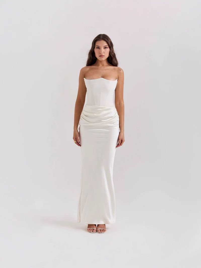 WW | Strapless Pink Satin Ballkleid