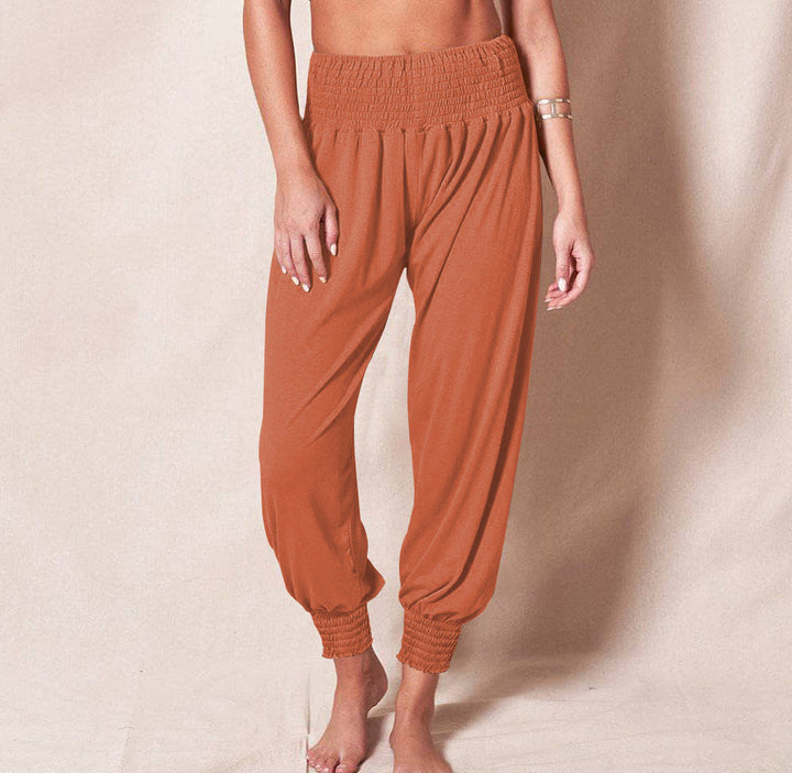 Damen weiche und bequeme Relax-Hosen mit elastischem Bund und buntem Design W&W Mode