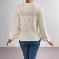 Damen Strickpullover mit modernem Lochmuster WW