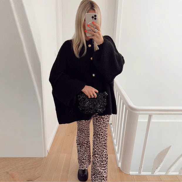 Damen Strickjacke mit oversized Schnitt und eleganten Knopfdetails WW