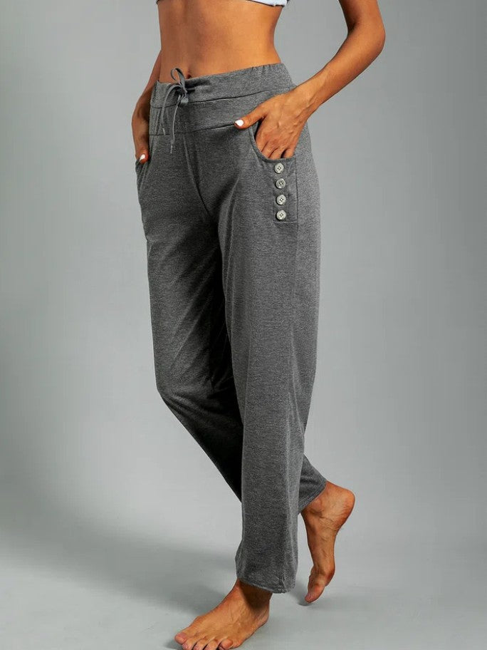 Damen Relaxed Fit Casual Lounge-Hosen mit Knopfakzenten WW