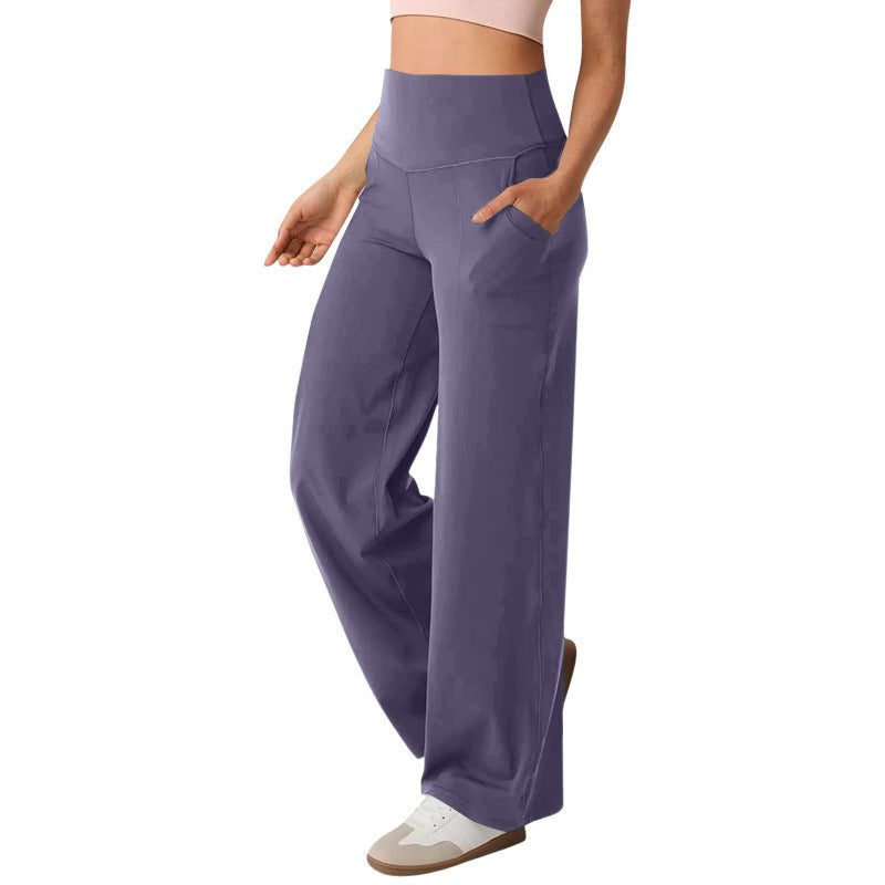 Damen weite High-Waist Freizeithose mit praktischen Taschen WW