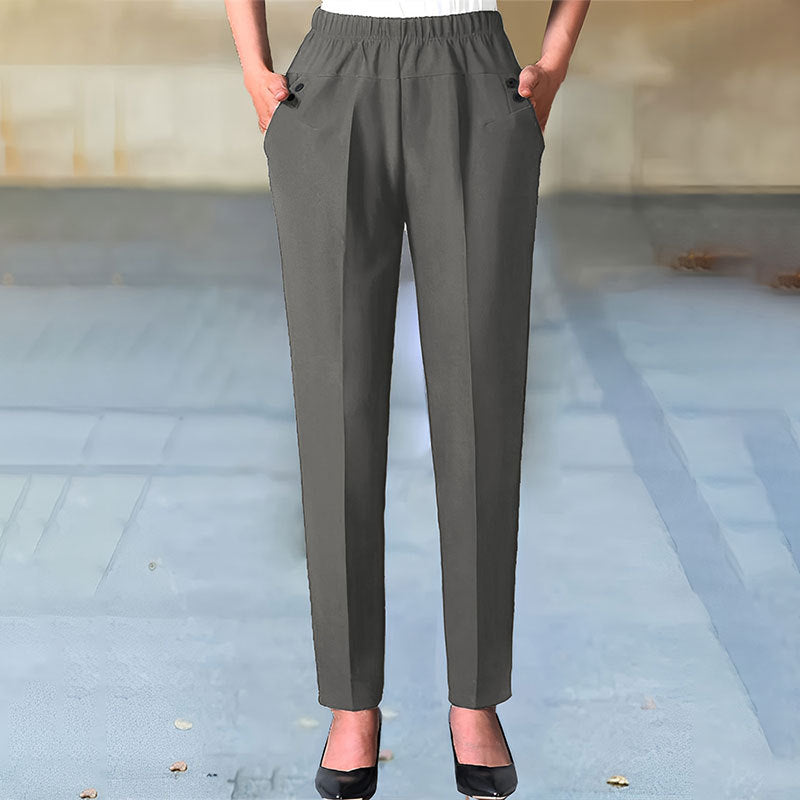 Damen Elegante Stoffhose mit elastischem Bund und praktischen Taschen W&W