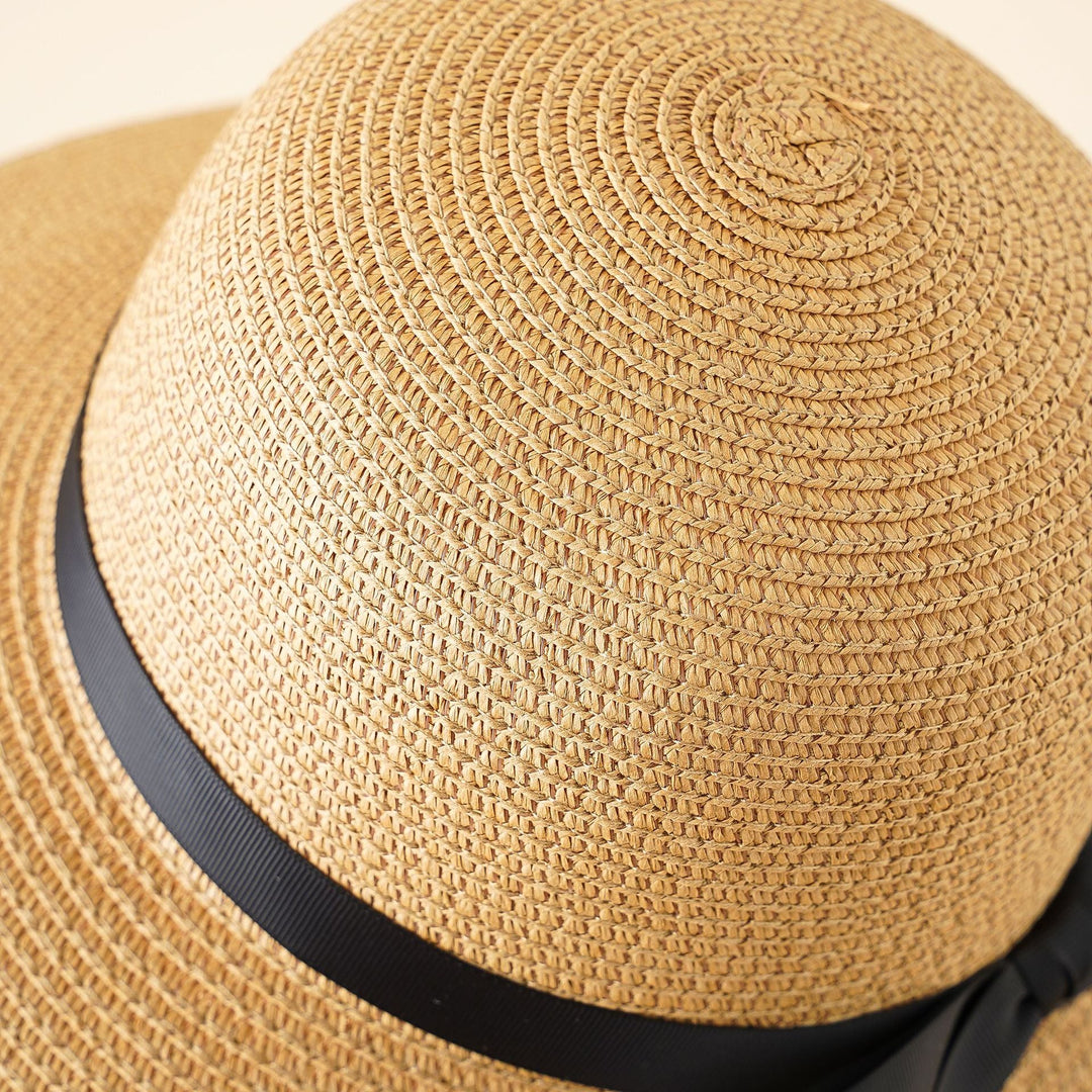 Damen Eleganter Sonnenhut mit breiter Krempe und stilvollem Satinband W&W Mode