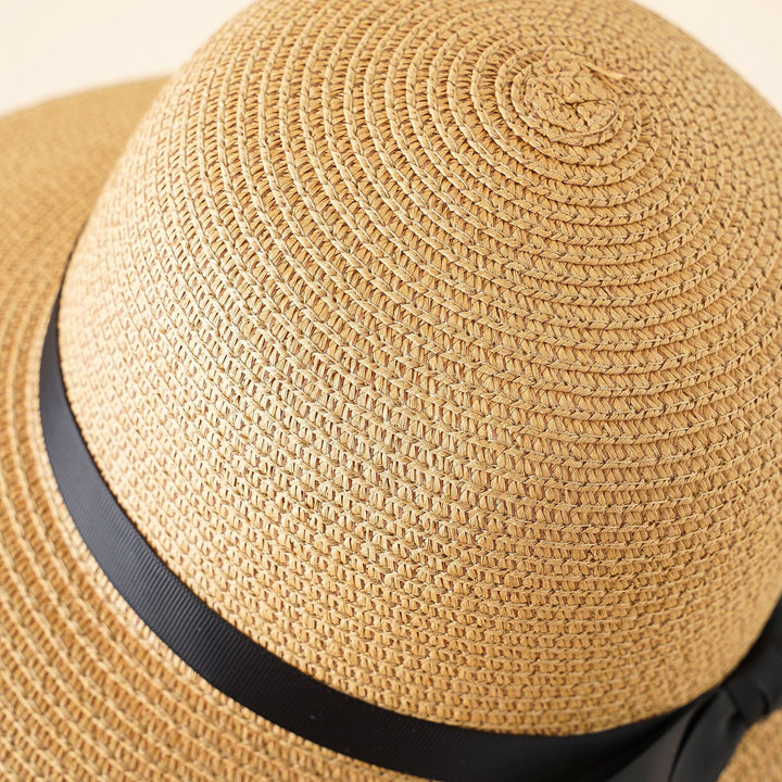 Damen Eleganter Sonnenhut mit breiter Krempe und stilvollem Satinband W&W Mode