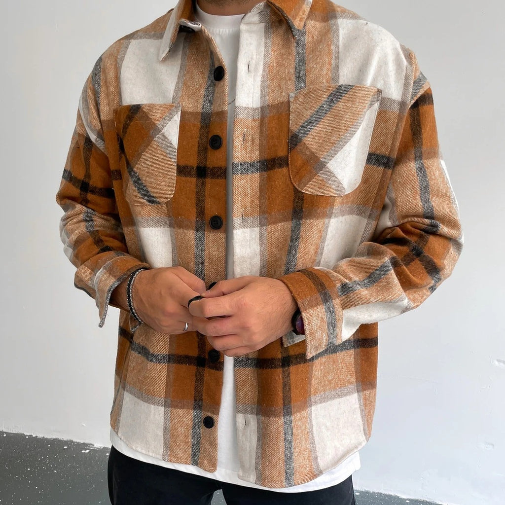 Herren Flanellhemd mit modischem Karomuster WW