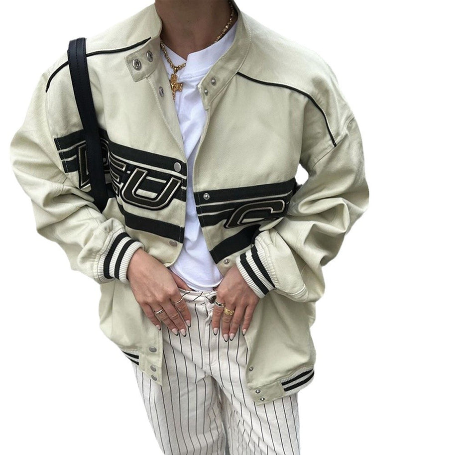 Damen sportliche Oversize-Jacke mit kontrastierendem Logo WW