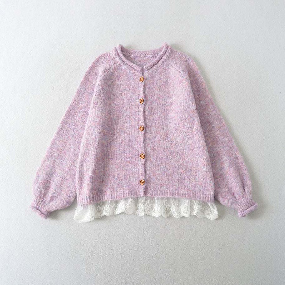 Damen Strickjacke mit elegante Spitzenverzierung WW