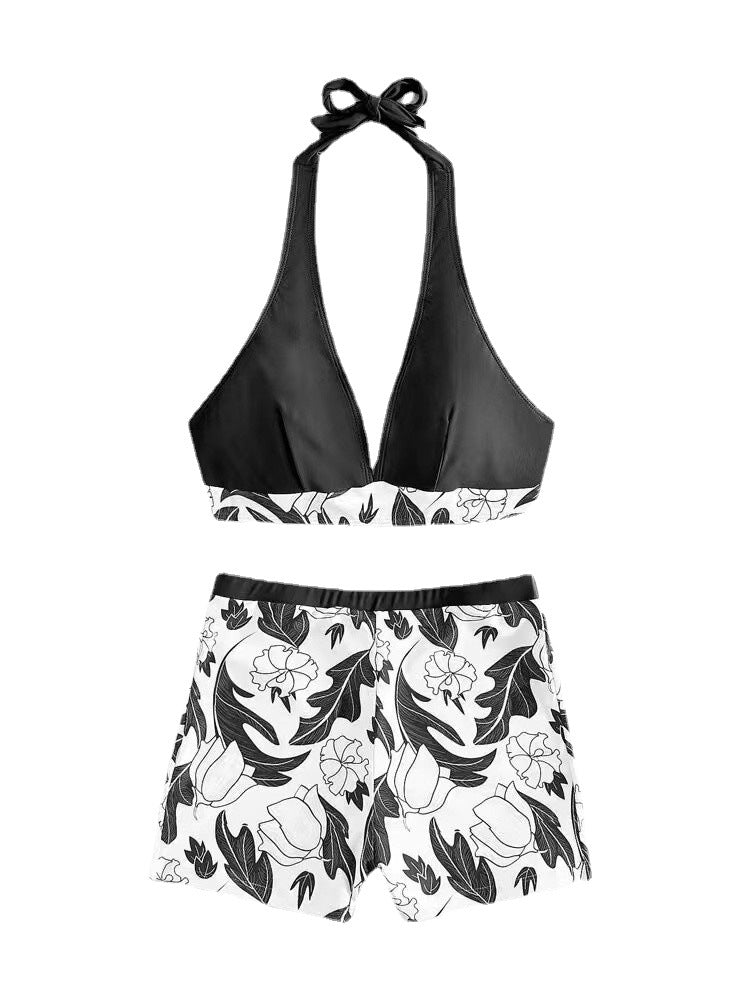 Damen Sport-Badeanzug mit modischem Oberteil und hochtaillierten Shorts WW