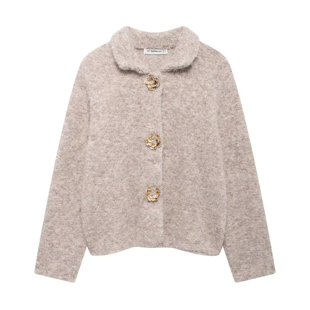 Femme Cozy Texturierter Cardigan mit Dekorativen Knöpfen WW