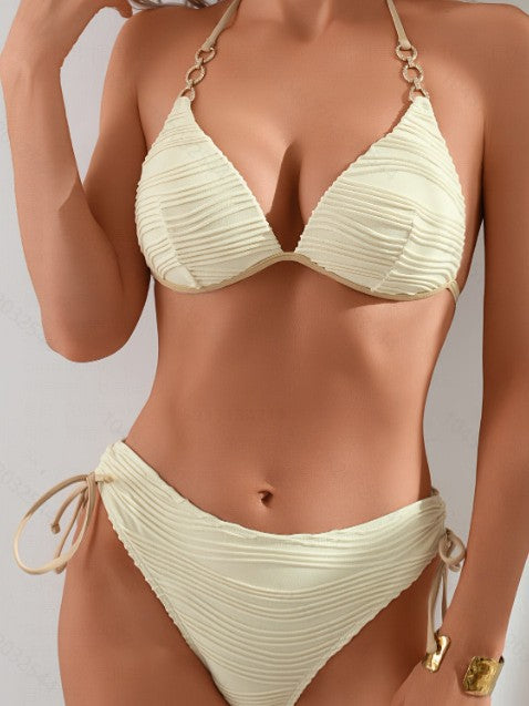 Damen Triangel-Bikini-Set mit Rüschen-Details und angesagten Schnürungen WW