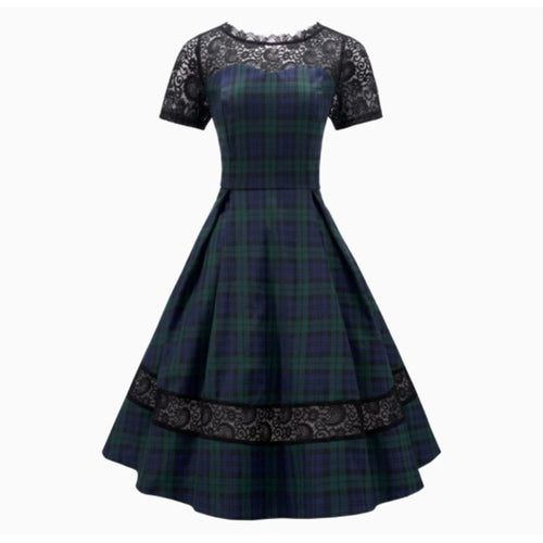 Damen Abendkleid mit Spitzenapplikationen und schwingendem Rock WW