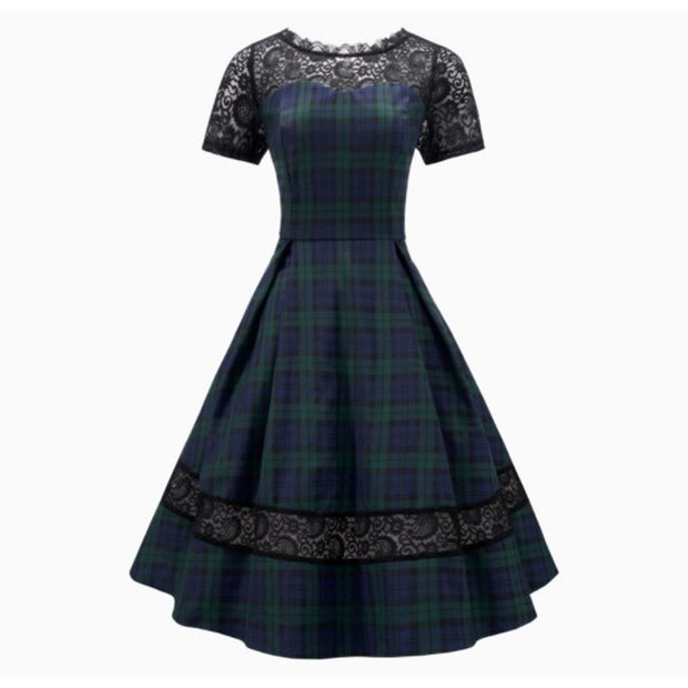 Damen Abendkleid mit Spitzenapplikationen und schwingendem Rock WW