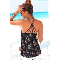 Damen luftiges Spaghetti-Top mit floralem Muster und asymmetrischem Saum WW