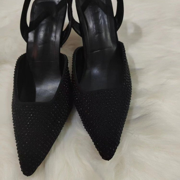 Damen Slingback-Pumps mit funkelndem Strass-Akzent und elegantem spitzem Design WW