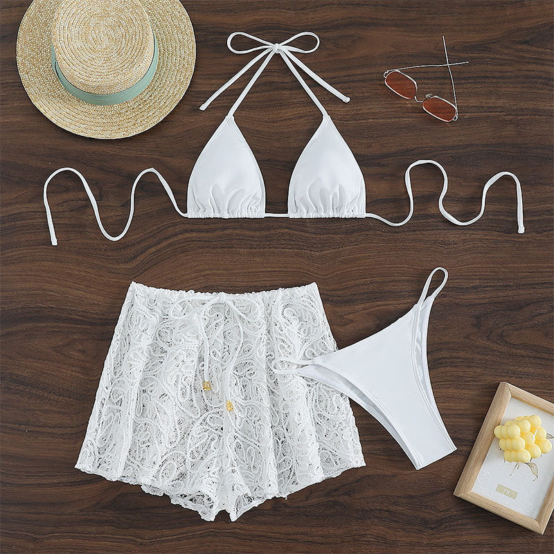 Damen Bikini-Hüftrock mit schlanker Passform und floralen Details WW