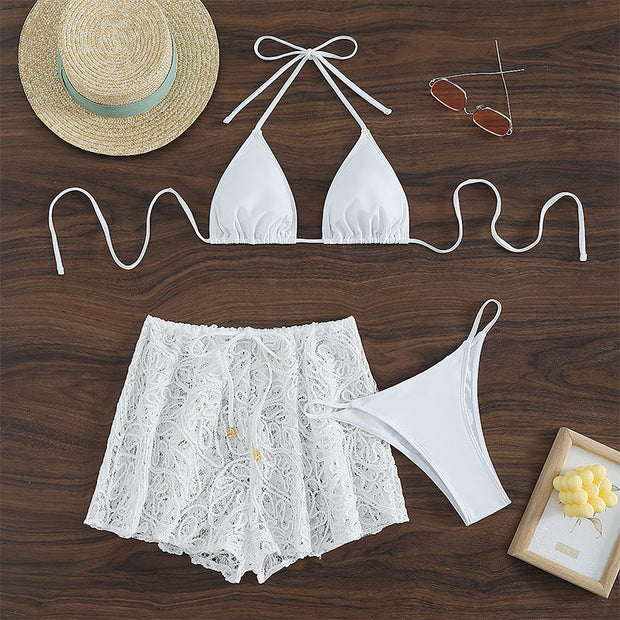 Damen Bikini-Hüftrock mit schlanker Passform und floralen Details WW