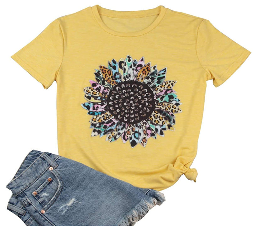 Frauen Grafik Blumen Shirt mit lebendigem Sonnenblumenmotiv WW