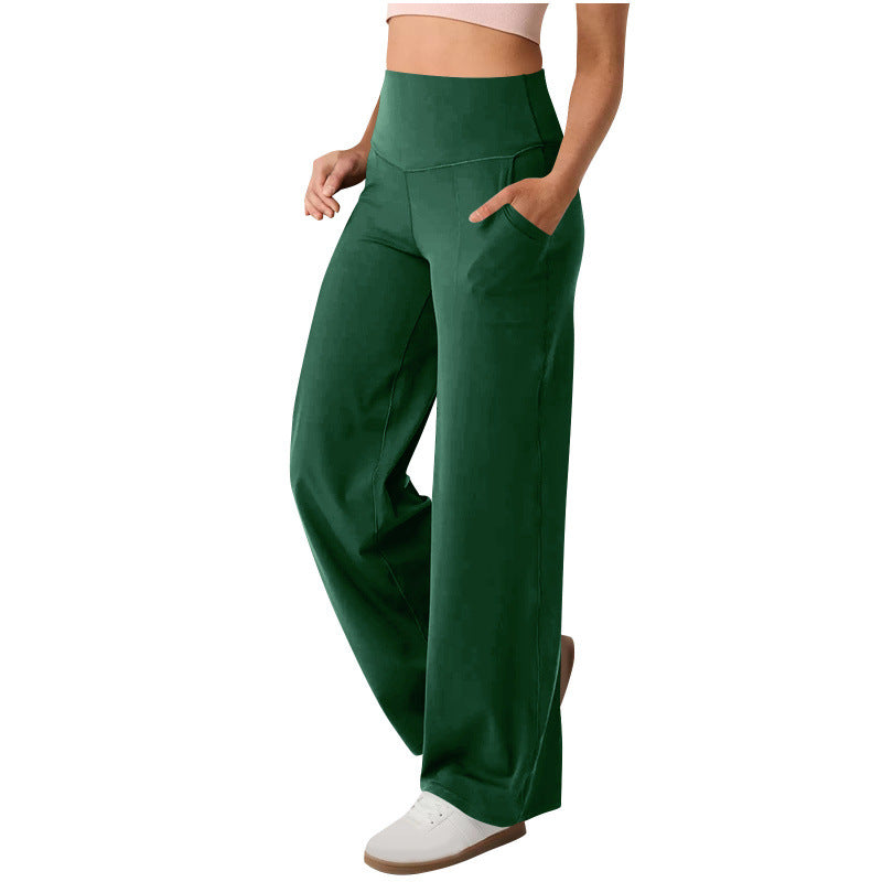 Damen weite High-Waist Freizeithose mit praktischen Taschen WW