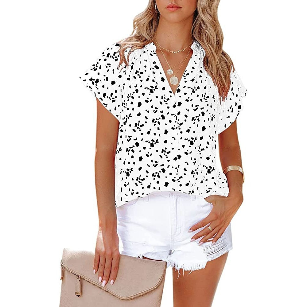 Damen lässiges Baumwollblusenshirt mit modernem Punkte-Design WW