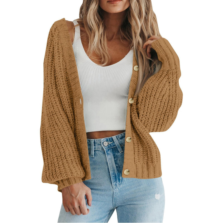 Damen Grobstrick-Cardigan mit Knopfdetails und weitem Schnitt WW