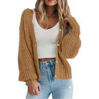 Damen Grobstrick-Cardigan mit Knopfdetails und weitem Schnitt WW