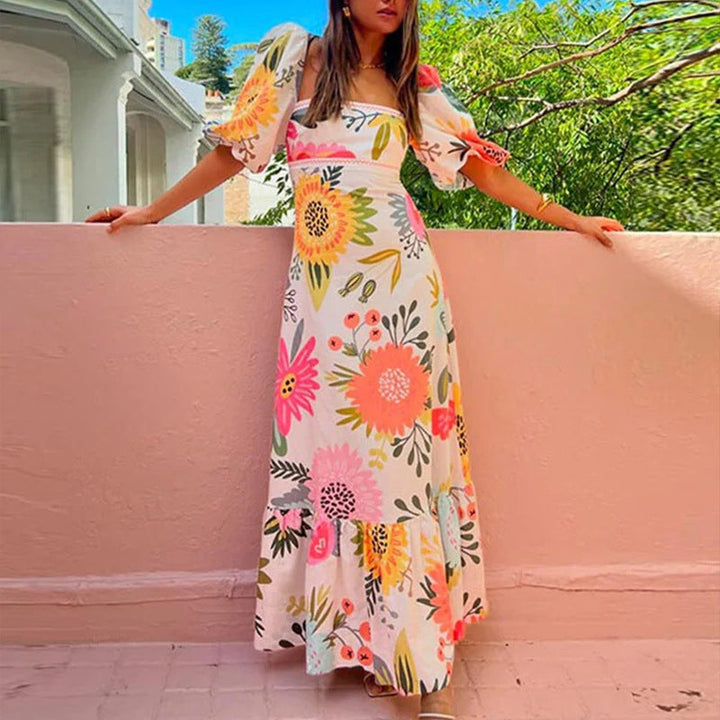 Damen Maxi-Kleid mit floralen Mustern W&W Mode