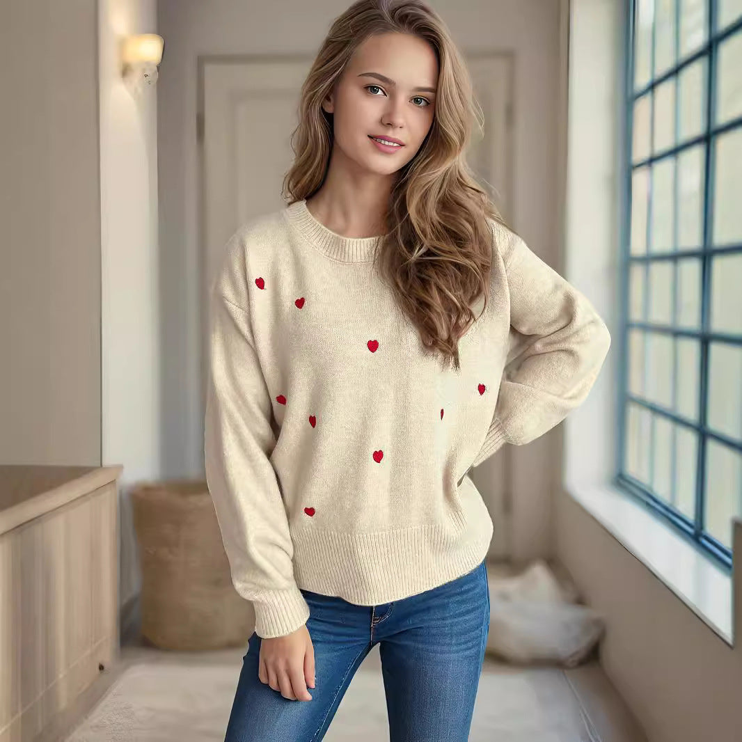 Damen Pullover mit verspieltem Herzdesign WW