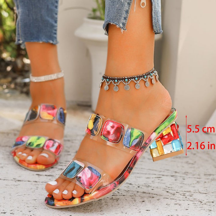 Damen Transparente Sandalen mit bunten, geometrischen Akzenten W&W Mode
