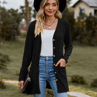 Damen Strickjacke mit elegantem Rippenmuster und praktischen Taschen WW
