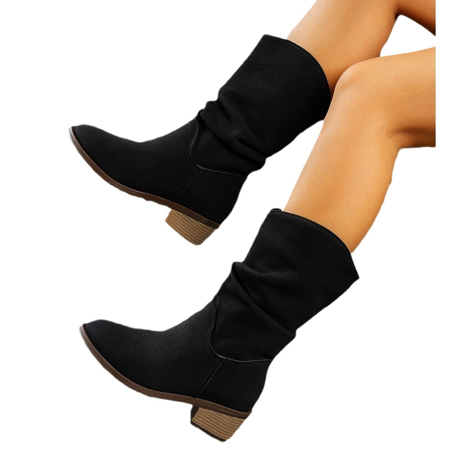 Damen Stiefeletten aus weichem Wildleder mit praktischem Falten-Design WW