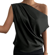 Damen asymmetrisches Top mit Drapierung und elegantem Schnitt WW