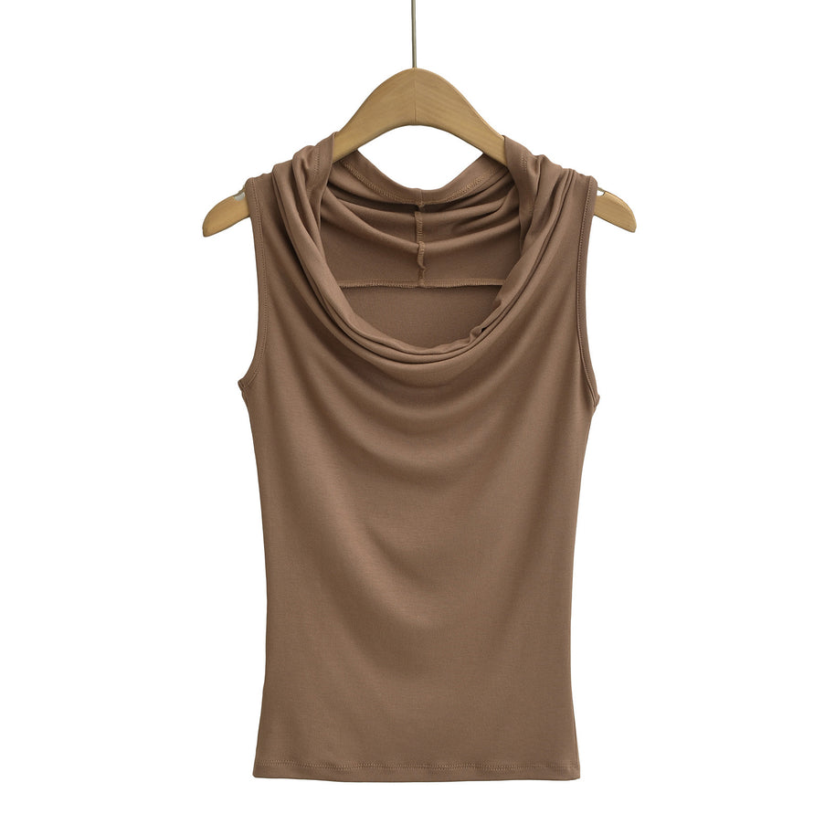 Damen ärmelloses Cowl-Top aus weichem, elastischem Material WW