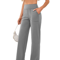 Damen bequeme Freizeithose mit seitlichen Taschen und elastischem Bund WW