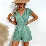 Damen luftiger Jumpsuit mit gepufften Ärmeln und tailliertem Design W&W