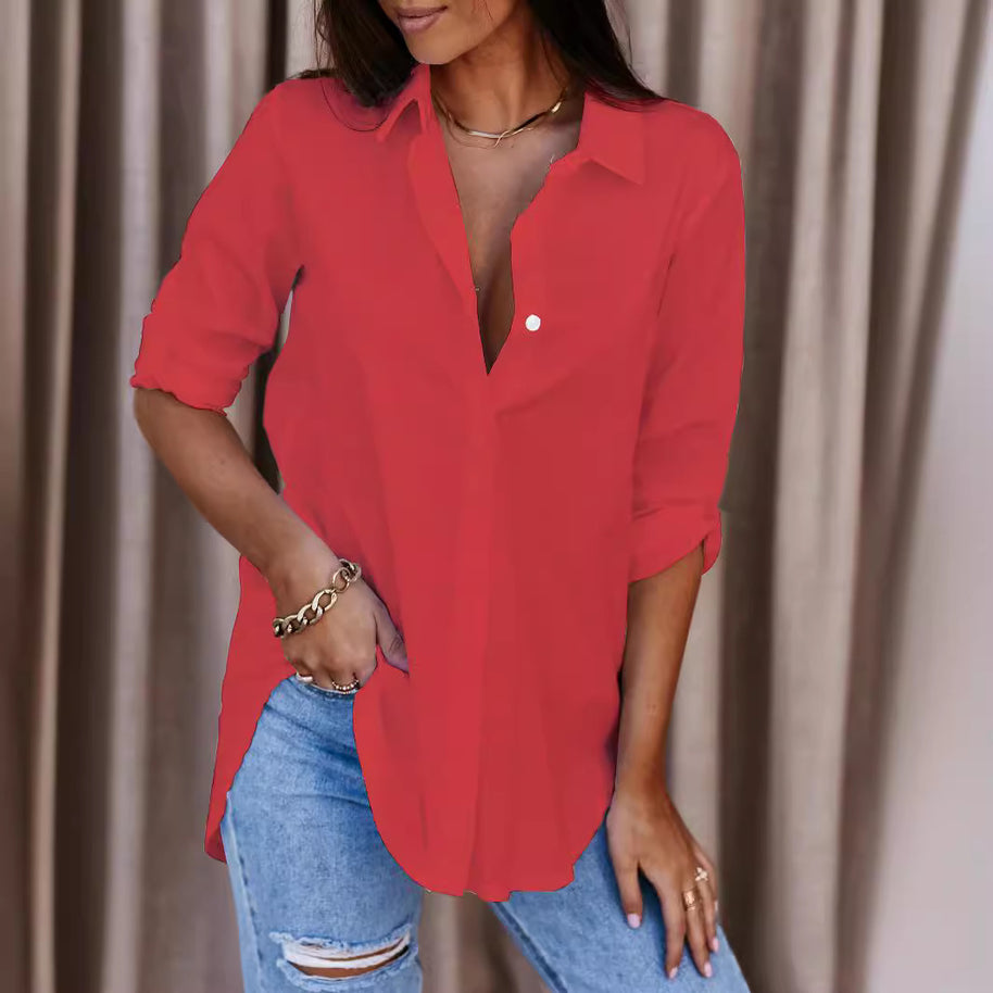 Damen Relaxed Fit Knopfverschluss Hemd WW