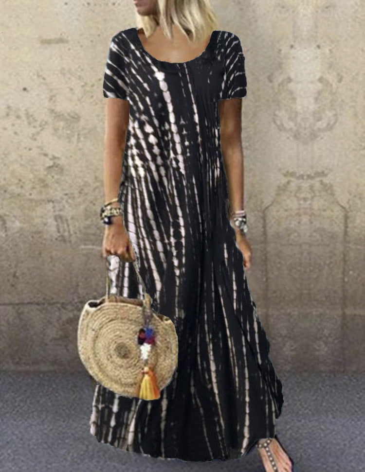 WW | Kurzarm Gemustertes Maxikleid