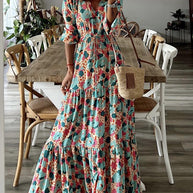 Damen Maxikleid mit feinem Paisleymuster und eleganter Knopfleiste WW