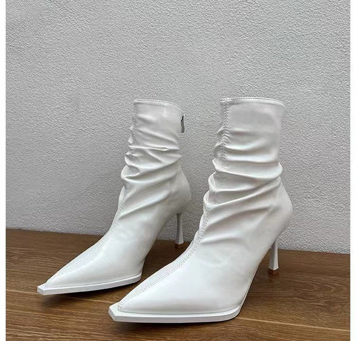 Damen elegante Stiefeletten mit spitzem Zehenbereich und lässigem Schlupfdesign W&W Mode