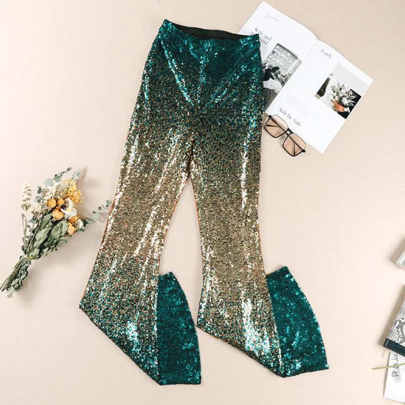 Damen Glitzernde Schlaghose mit luxuriösem Pailletten-Muster WW