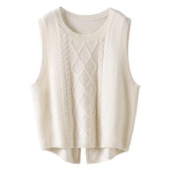 Damen Ärmellose Strickweste mit Zopfmuster und modernen Details WW