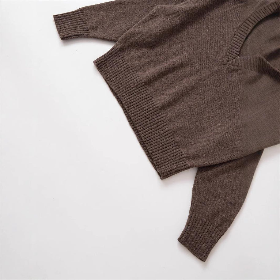 Damen bequemer V-Ausschnitt Pullover aus hochwertiger Wolle WW