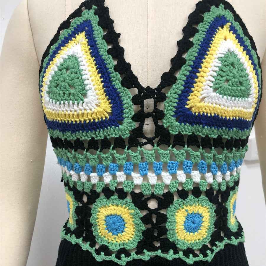Bohemianische Handgehäkelte Bralette Bikini Oberteil W&W Mode