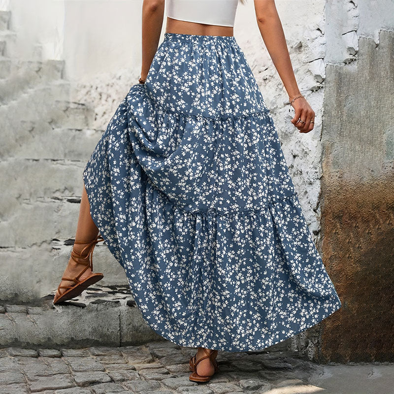 Damen Maxi Rock mit floralem Muster W&W