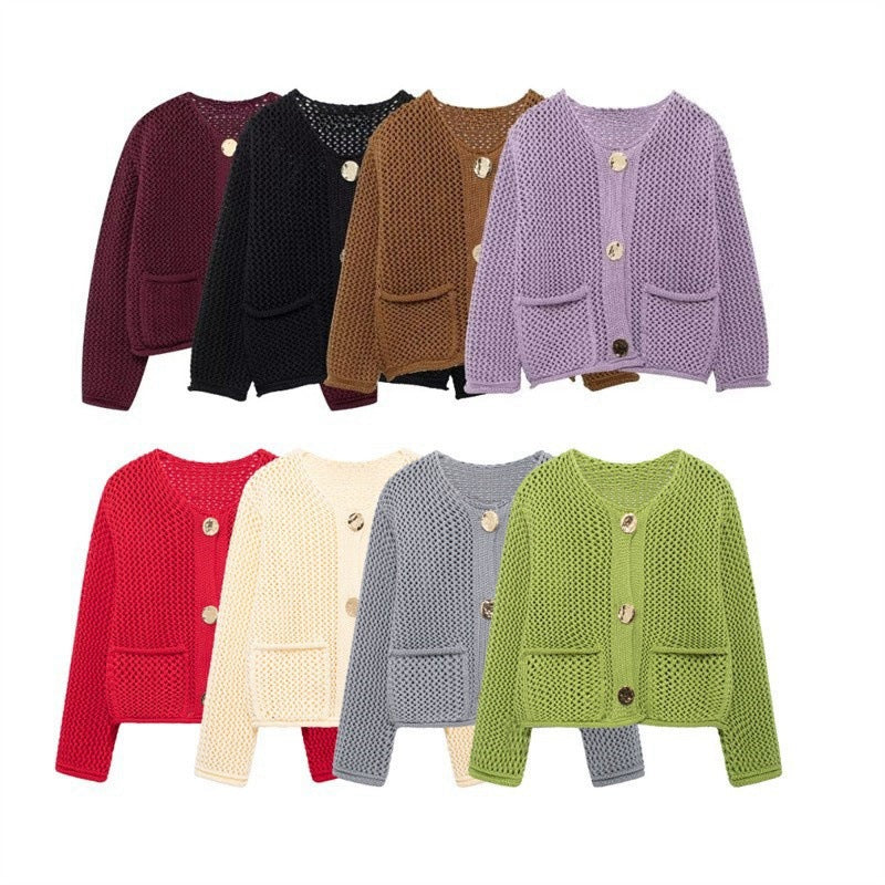 Damen Strickjacke mit offener Maschenstruktur und komfortablen Taschen WW