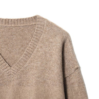 Damen Kaschmir-Pullover mit V-Ausschnitt und lässigem Schnitt WW