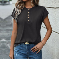 Damen Kurzarm-T-Shirt mit Knopfleiste WW